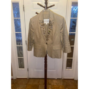 Women's linen Boston Proper Blazer Size 12 Beige